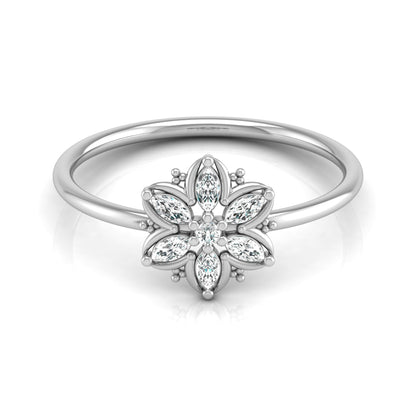 Handmade Floral Ring Marquise and Round Diamond Design Available in Every Gold