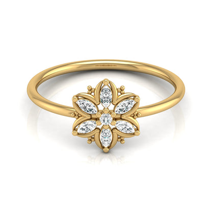 Handmade Floral Ring Marquise and Round Diamond Design Available in Every Gold