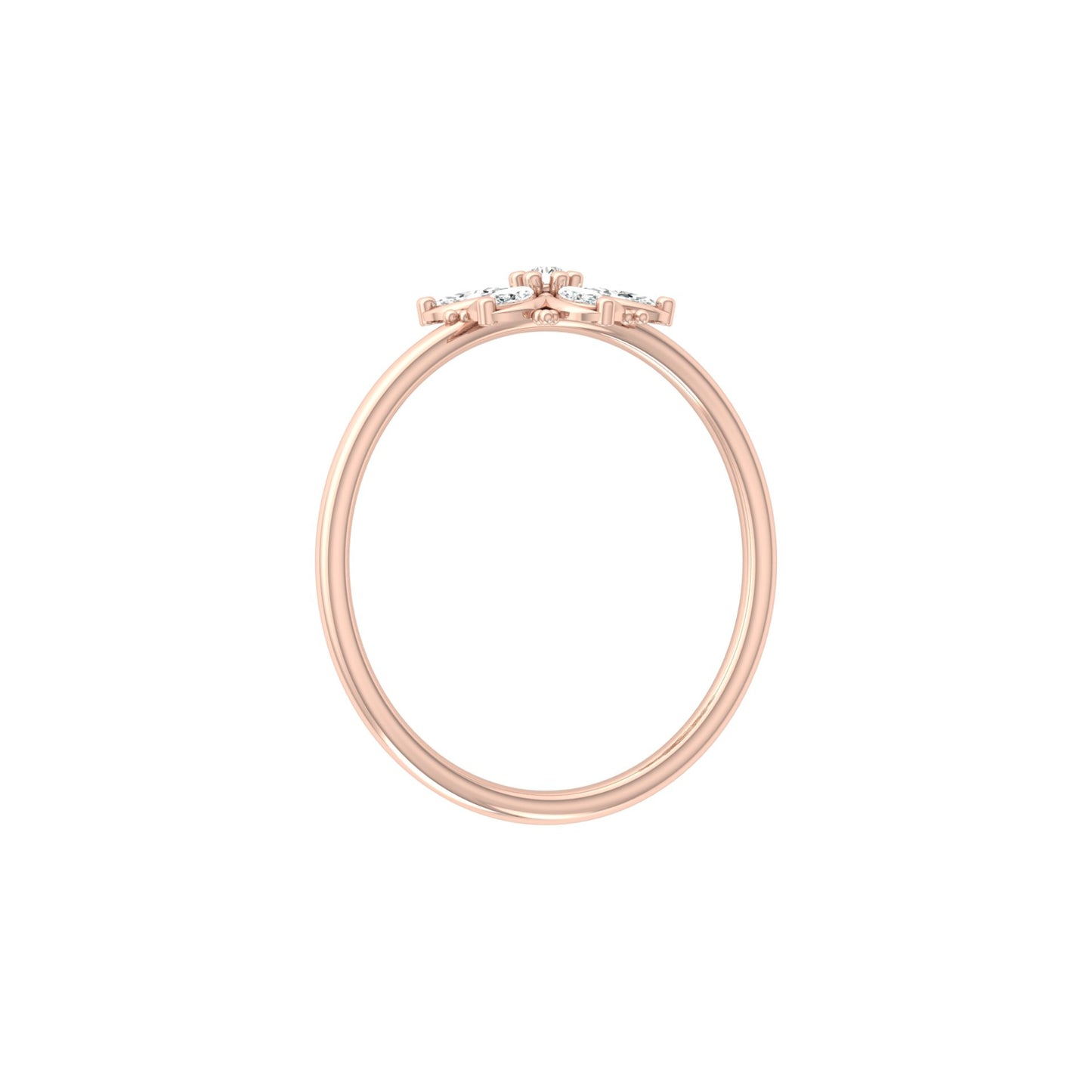 Handmade Floral Ring Marquise and Round Diamond Design Available in Every Gold