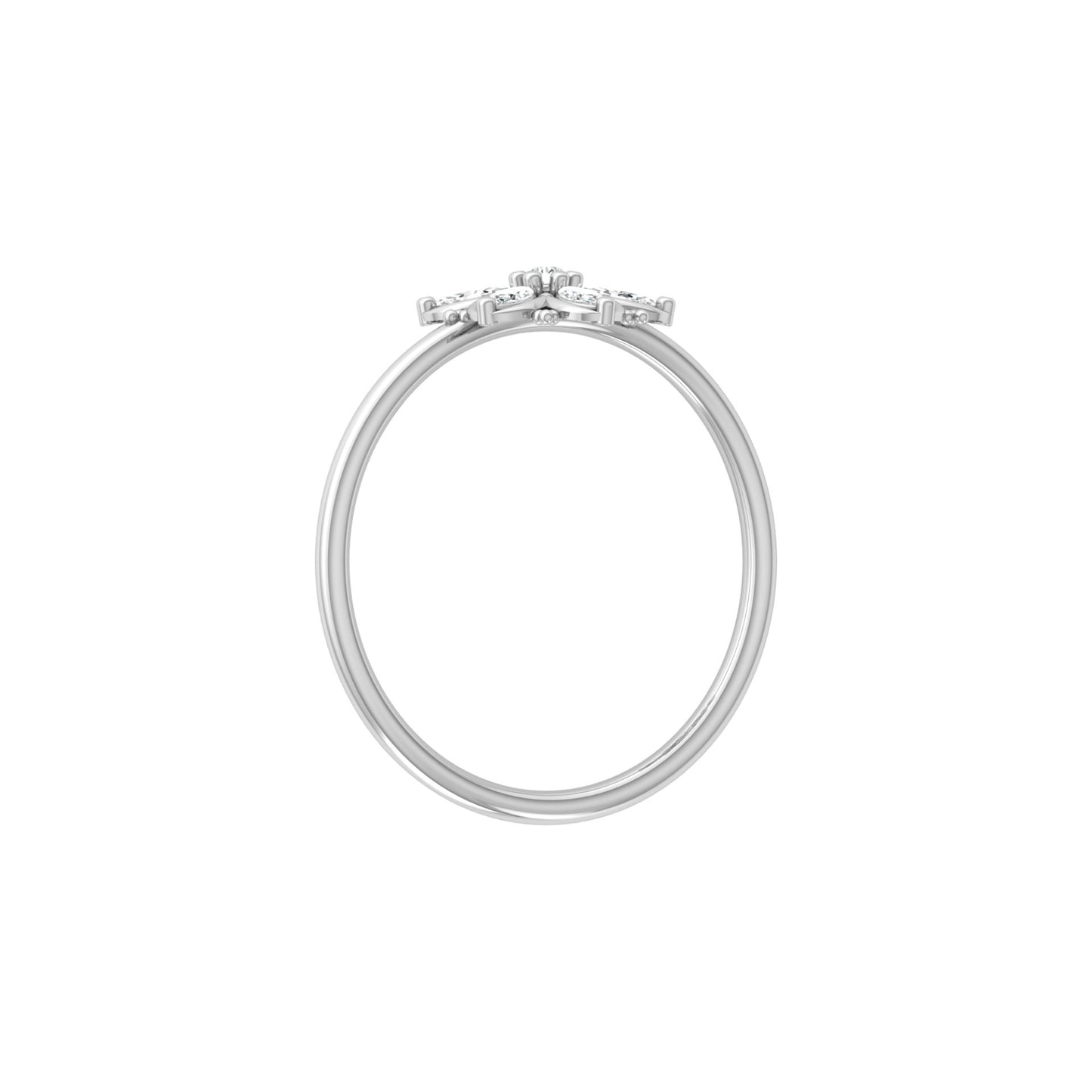 Handmade Floral Ring Marquise and Round Diamond Design Available in Every Gold