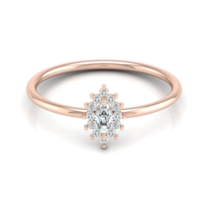 Vintage inspired Round And Marquise Labgrown Diamond Ring in 14K solid gold