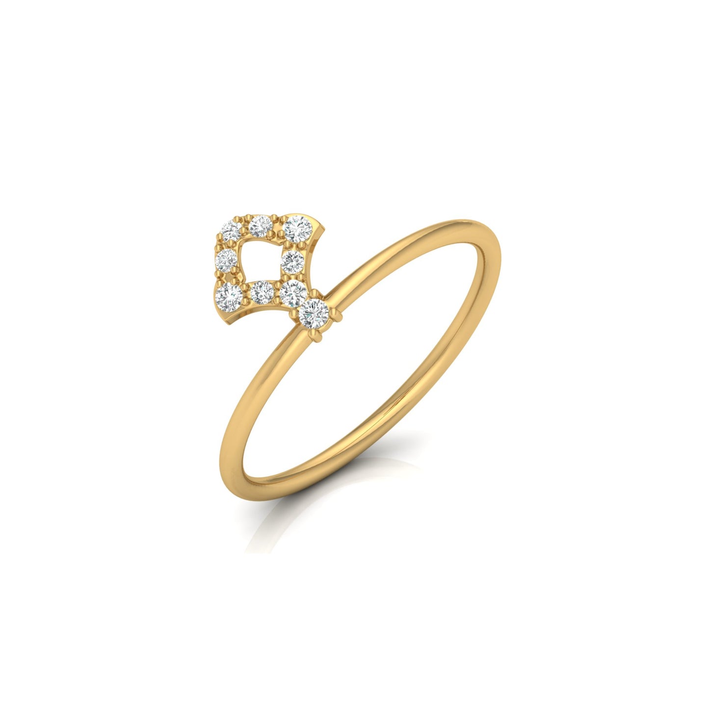Unique Round Cut Diamond Ring For Her Modern Delicate In 14K gold Light & Stylish