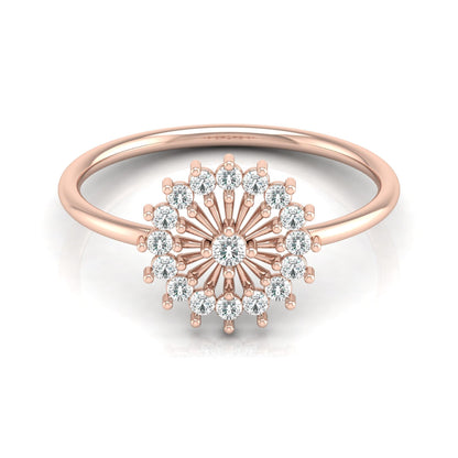 Floral 0.23 Carat Round Shaped Diamond Ring Perfect For Everyday Wear