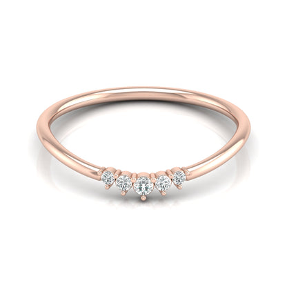 Minimalist Round Cut Diamond Ring Stunning Bridal Band Ring Set in 14 KT Solid Gold