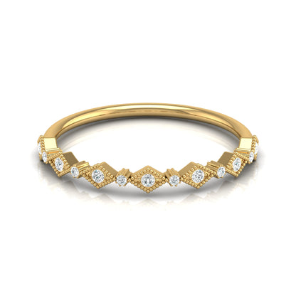 Lab Grown Diamond Eternity Wedding Band In 14K Solid Gold Round Cut Vintage Ring for Women's