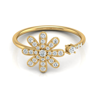 0.27 CT Rose Gold Floral Round Diamond Proposal Ring in 14 KT Gold