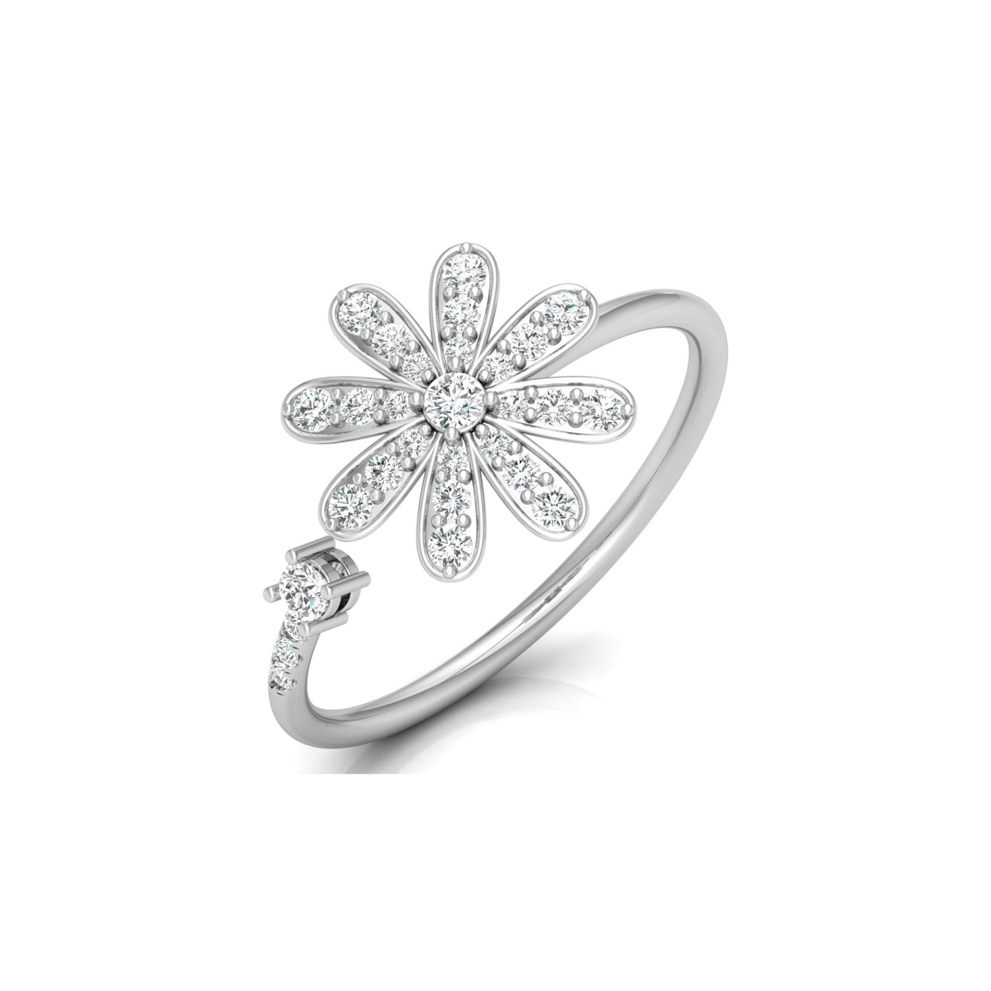0.27 CT Rose Gold Floral Round Diamond Proposal Ring in 14 KT Gold