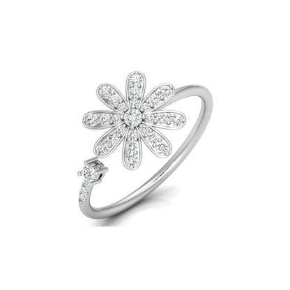 0.27 CT Rose Gold Floral Round Diamond Proposal Ring in 14 KT Gold