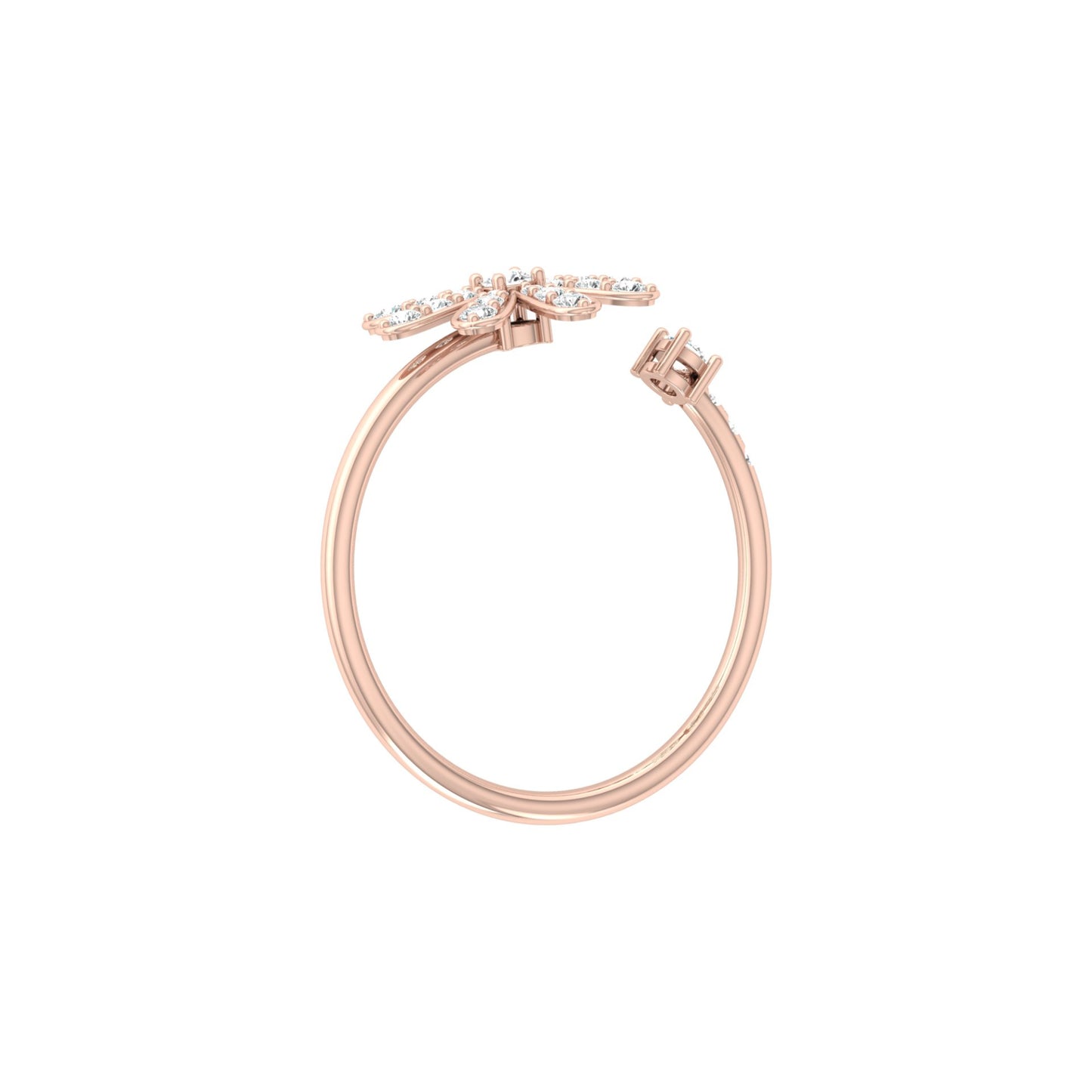 0.27 CT Rose Gold Floral Round Diamond Proposal Ring in 14 KT Gold