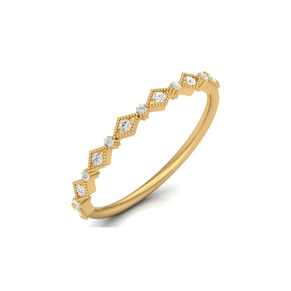 Lab Grown Diamond Eternity Wedding Band In 14K Solid Gold Round Cut Vintage Ring for Women's