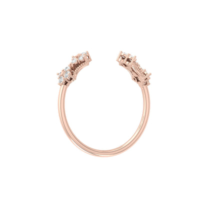 0.20 CT Round Diamond Open Cuff Ring Stylish Party Wear Ring for Women in Solid Gold