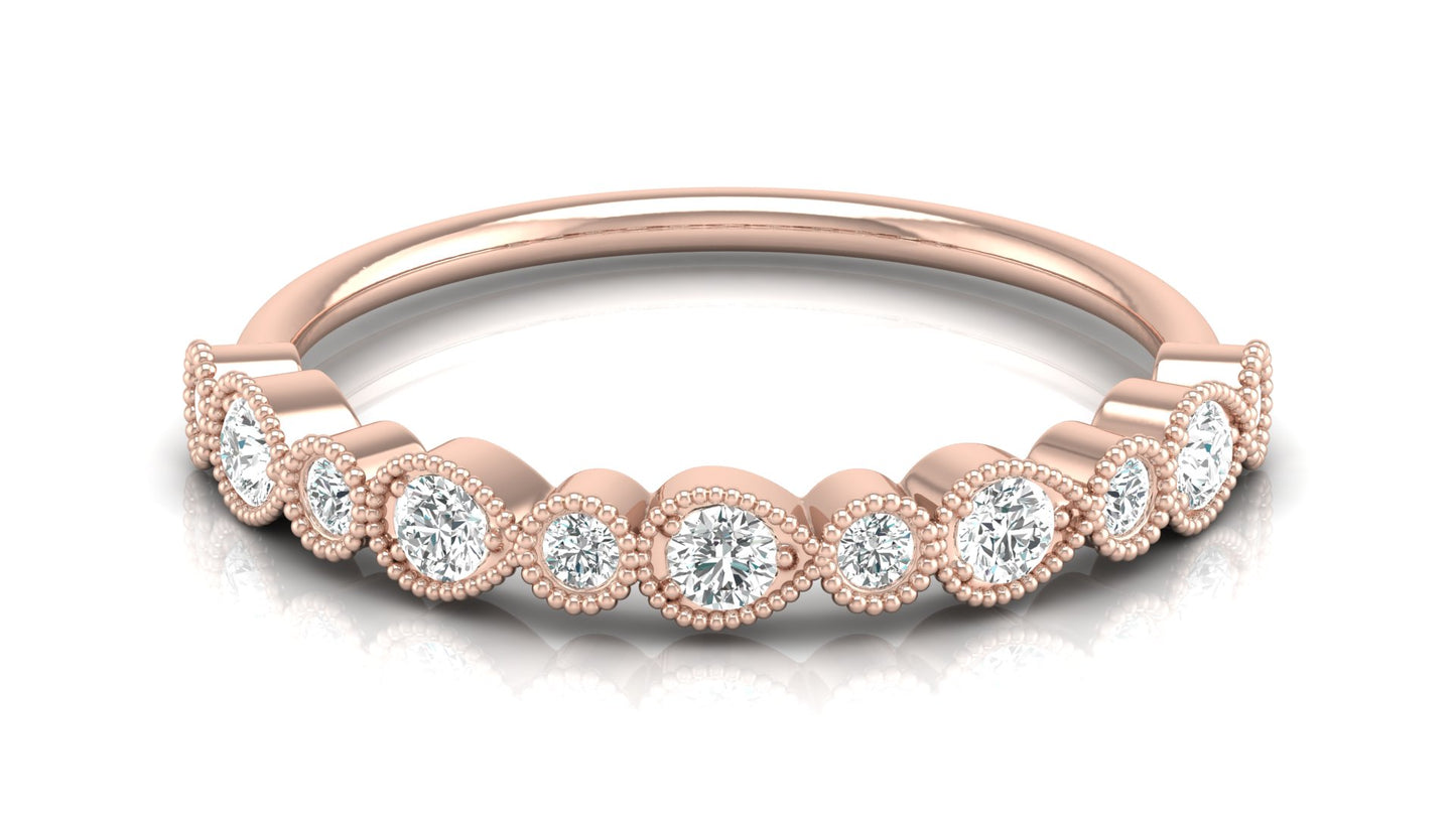 Mom's Dainty Diamond Wedding Band 14k Gold Stackable Ring Minimalist Jewelry Gift