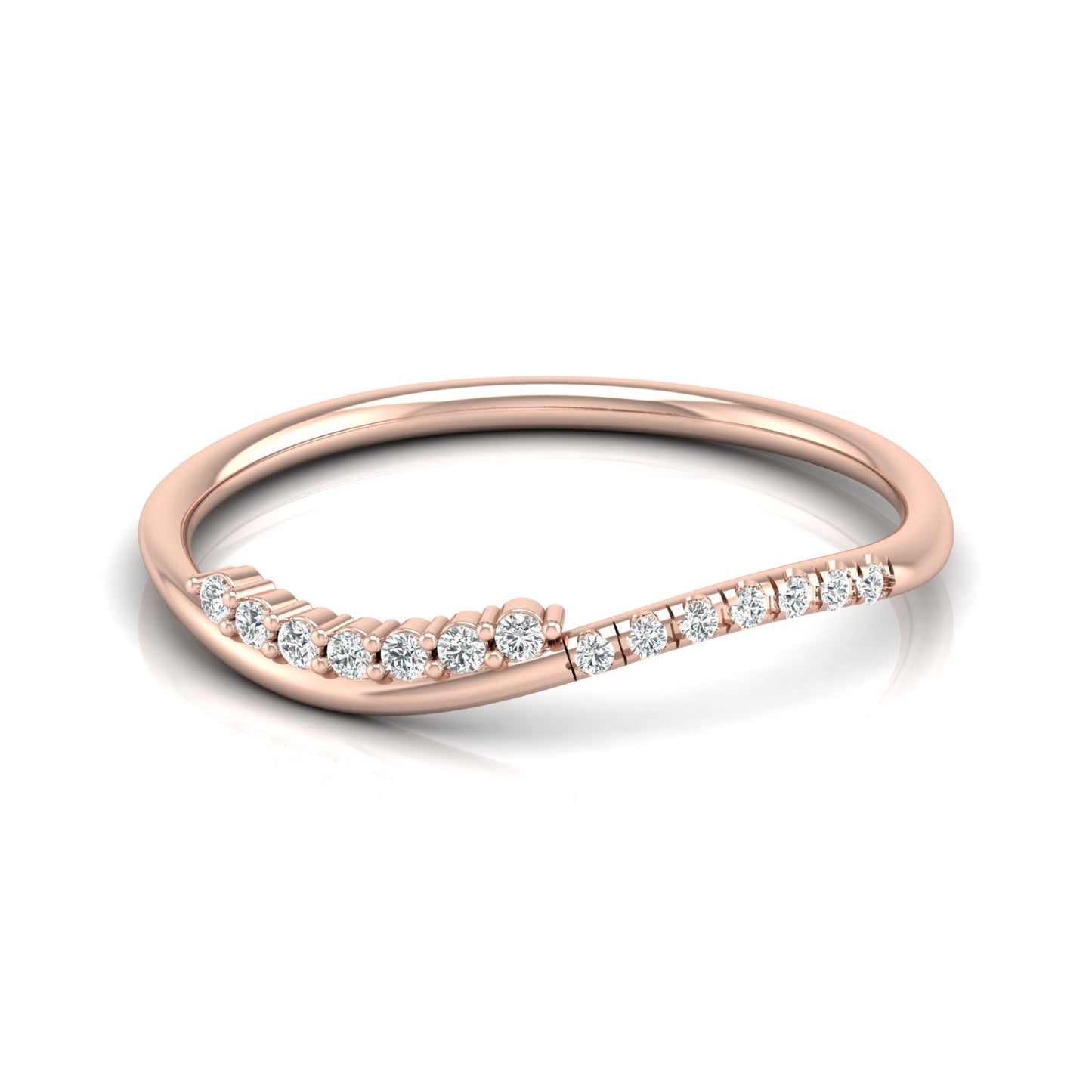 14K Solid Rose Gold Trending Diamond Band Ring Classic Elegance On A Budget