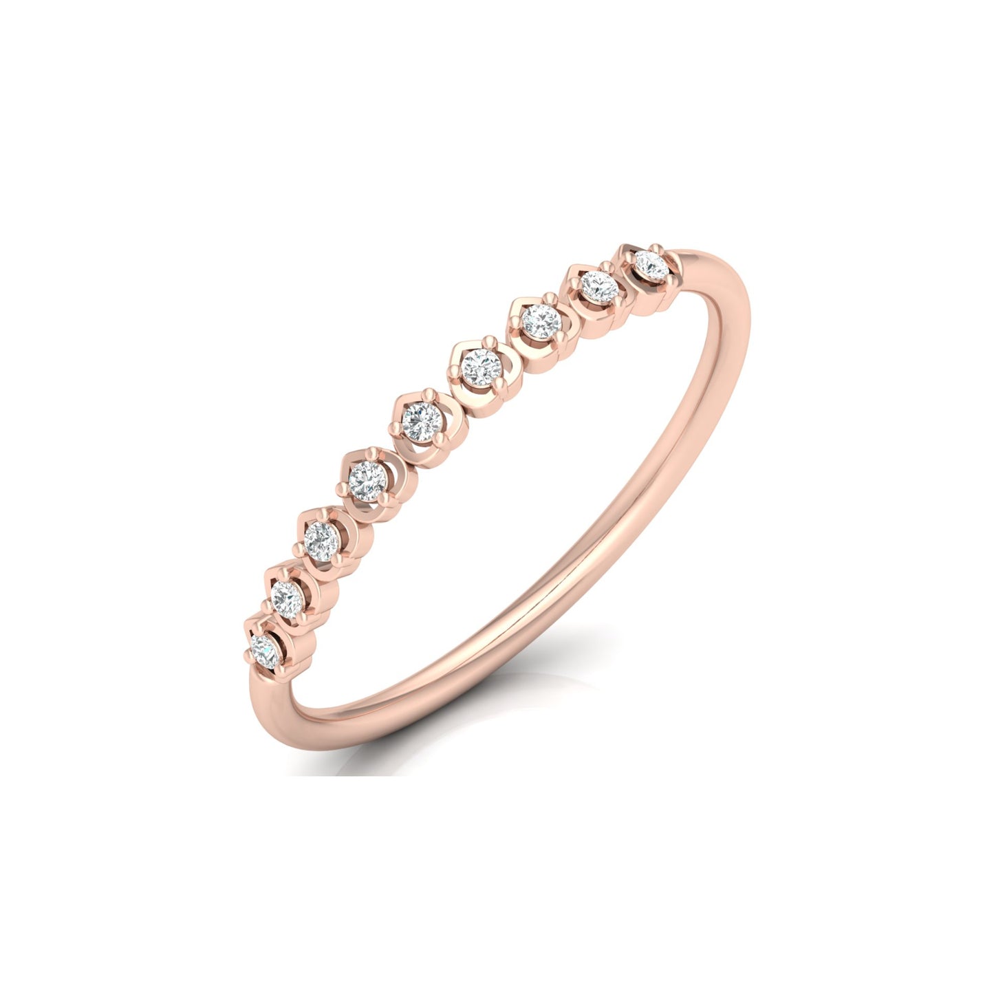Accented Round Cut Labgrown Diamond Band Ring For Women's in 14KT Solid Rose Gold