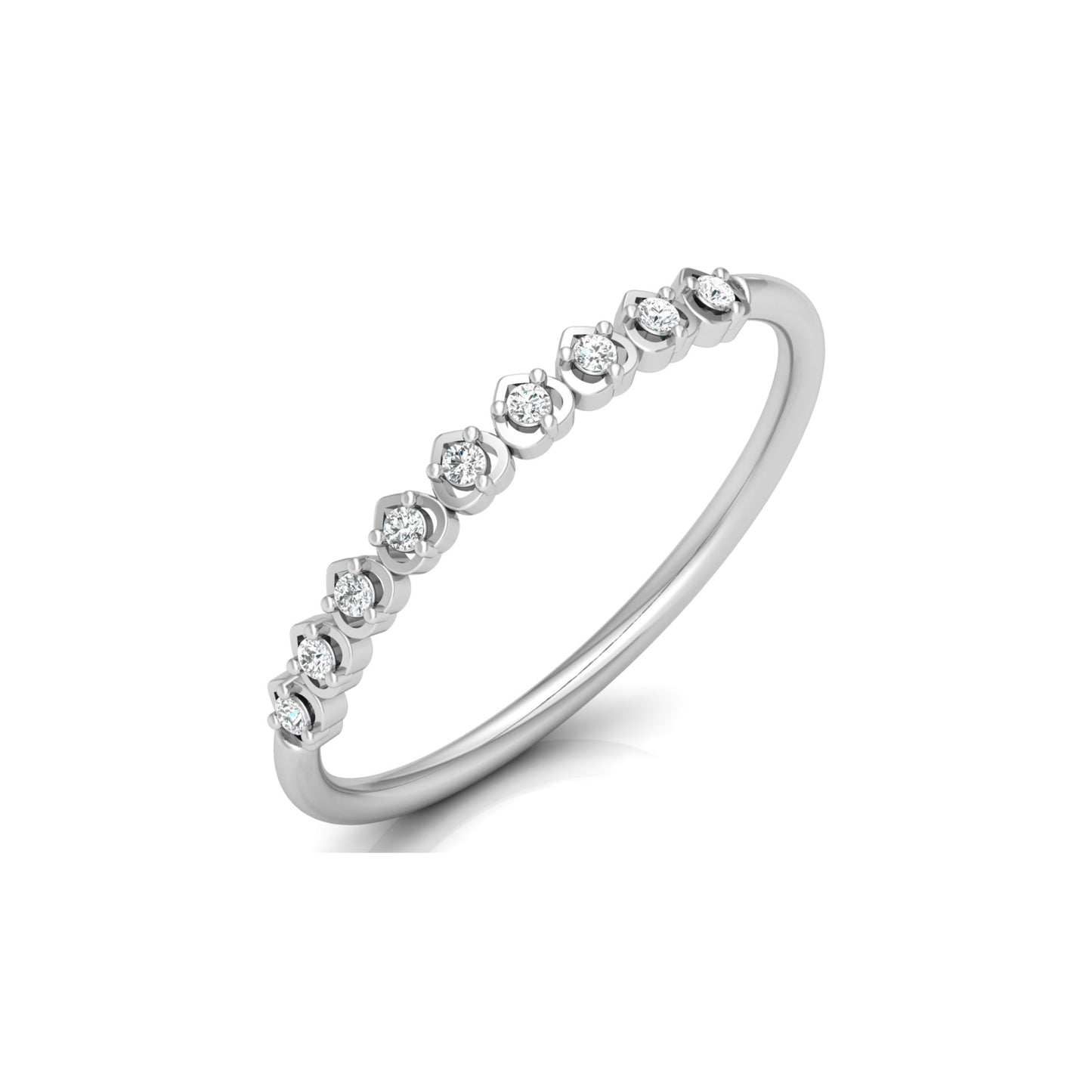 Accented Round Cut Labgrown Diamond Band Ring For Women's in 14KT Solid Rose Gold