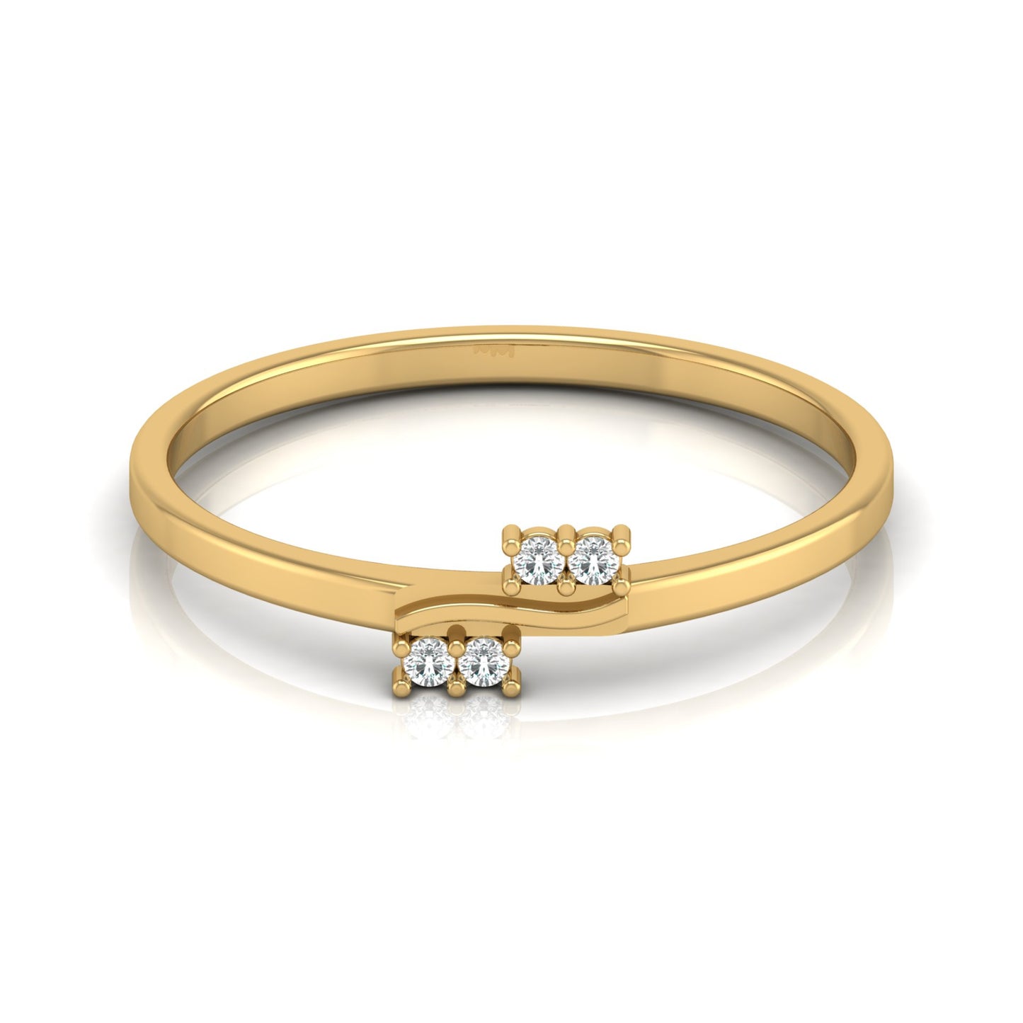14KT Gold Plated  Round Diamond Band Ring For Minimalist Jewelry Lovers