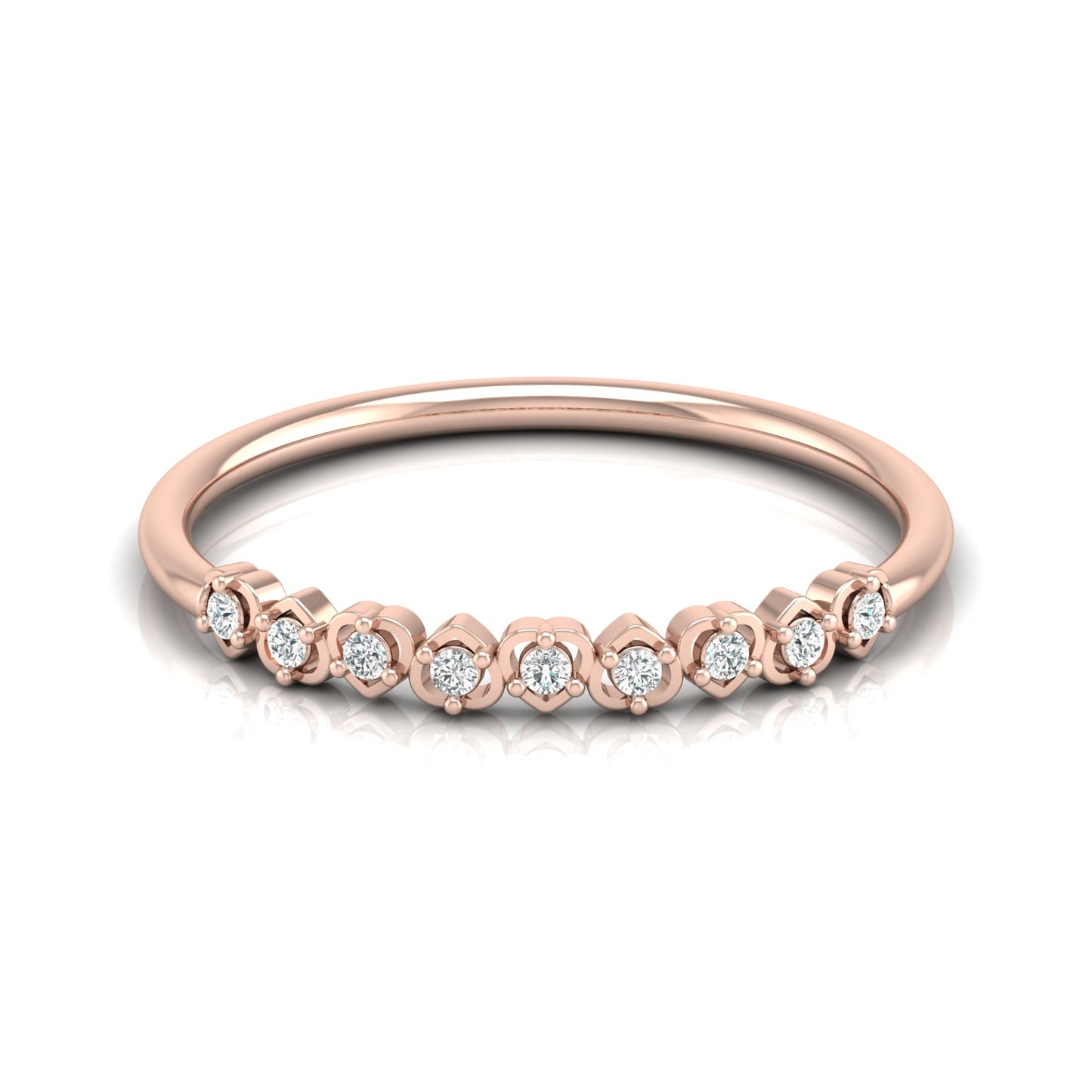 Anniversary Gift Ring For Her 14 KT Solid Rose Gold Diamond Band  Ring  For Your Love