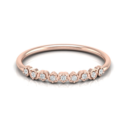 Anniversary Gift Ring For Her 14 KT Solid Rose Gold Diamond Band  Ring  For Your Love