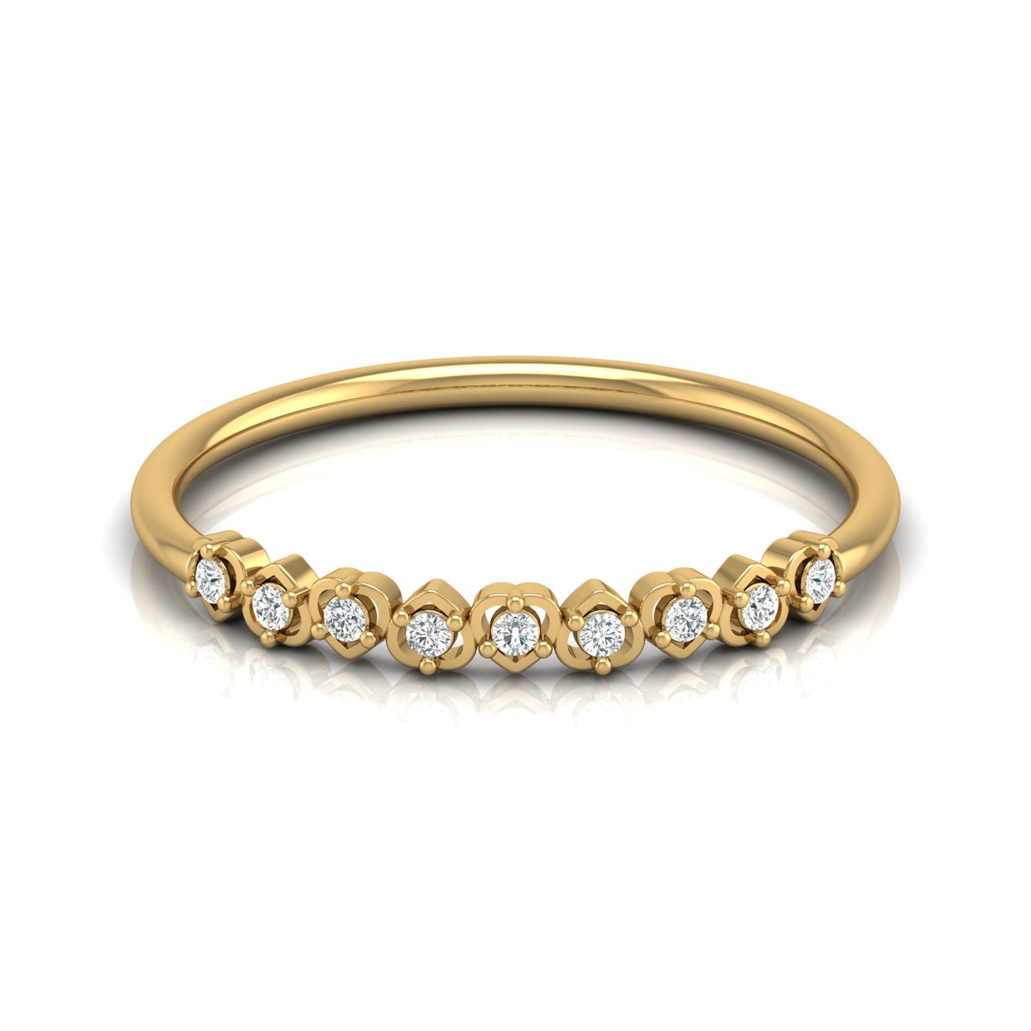 Anniversary Gift Ring For Her 14 KT Solid Rose Gold Diamond Band  Ring  For Your Love