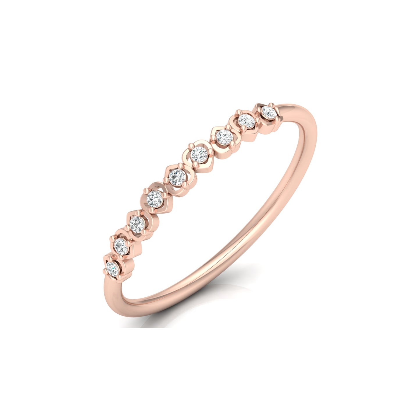 Anniversary Gift Ring For Her 14 KT Solid Rose Gold Diamond Band  Ring  For Your Love