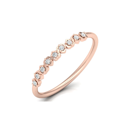 Anniversary Gift Ring For Her 14 KT Solid Rose Gold Diamond Band  Ring  For Your Love