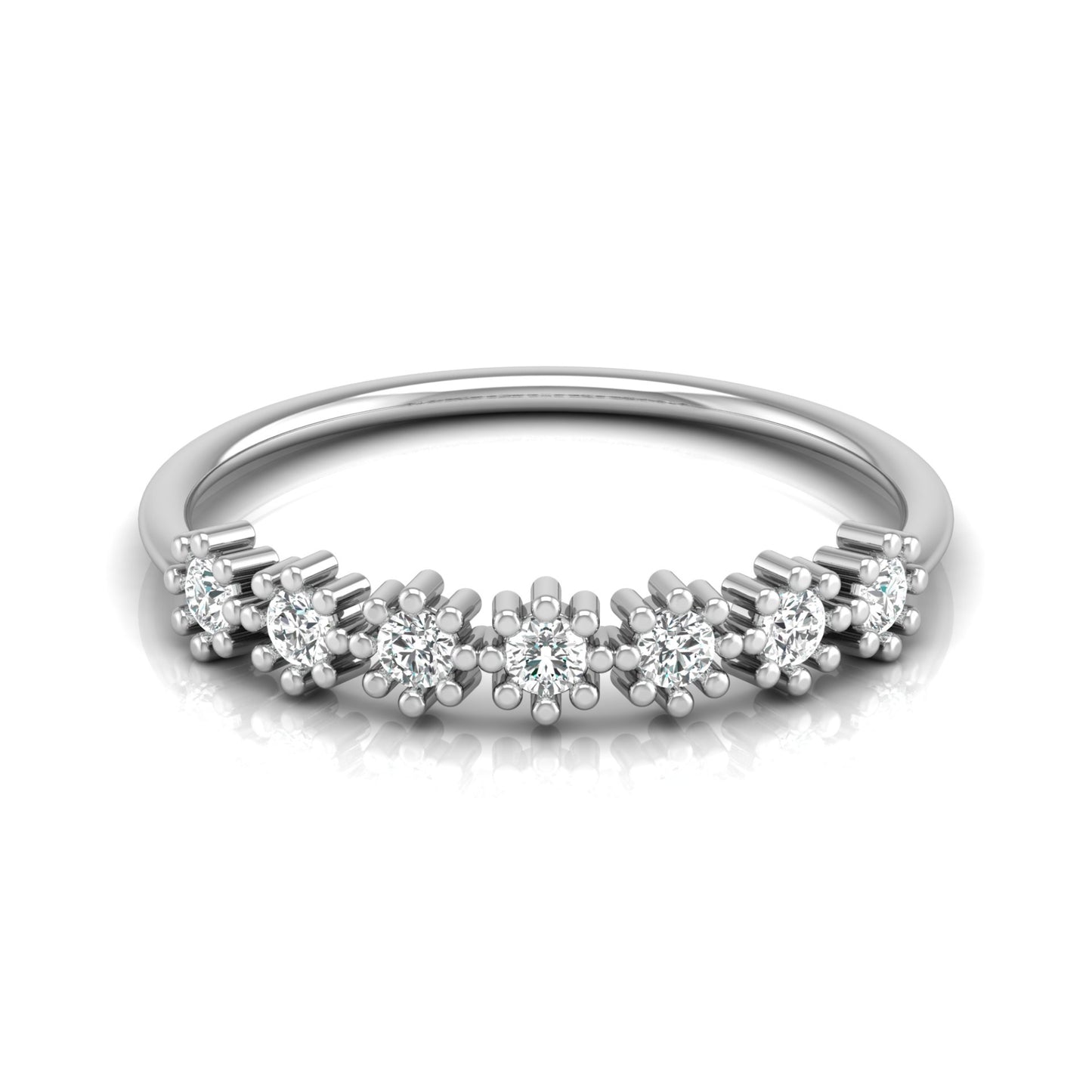 Delicate Round Lab Grown Diamond Wedding Band 14K Solid Gold Natural Half Eternity Band