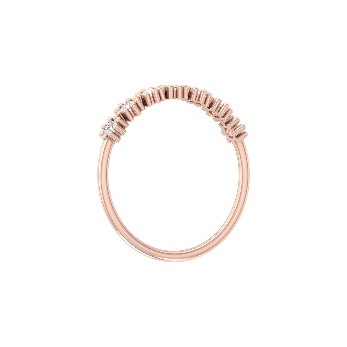 Delicate Round Lab Grown Diamond Wedding Band 14K Solid Gold Natural Half Eternity Band