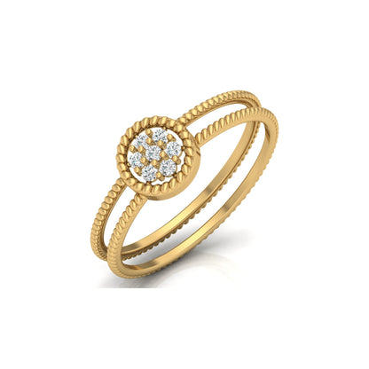 Vintage Inspired Double Band Diamond Engagement Ring Halo Cluster Setting with Beaded Detailing for Women's
