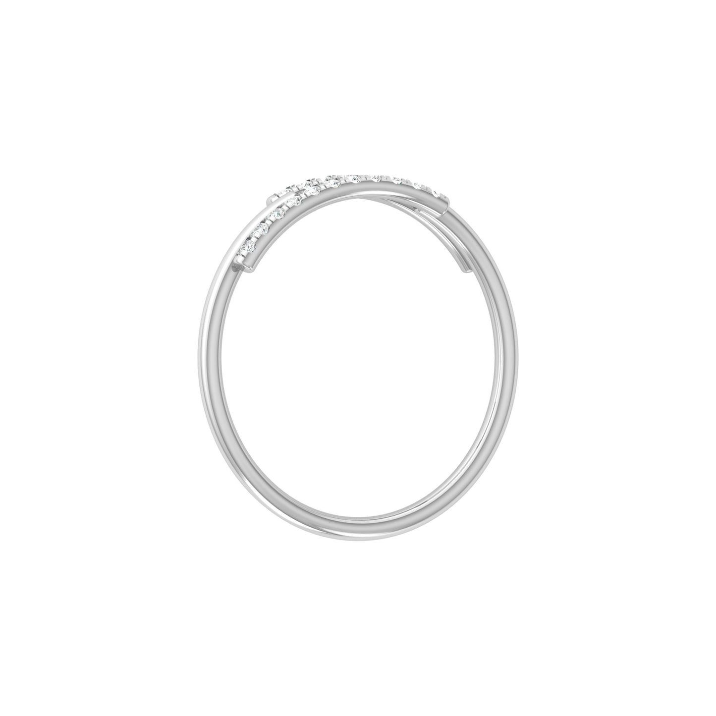 Round Open Wedding Band 14K Solid White Gold Skinny Cuff Ring for Elegant Everyday Wear