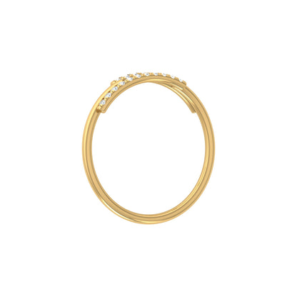 Round Open Wedding Band 14K Solid White Gold Skinny Cuff Ring for Elegant Everyday Wear