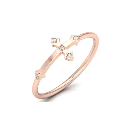 Cross Inspired Lab Grown Diamond Ring in 14K Solid White Gold Anniversary Ring  For Her