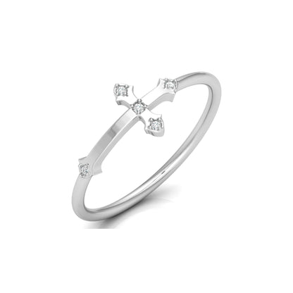 Cross Inspired Lab Grown Diamond Ring in 14K Solid White Gold Anniversary Ring  For Her