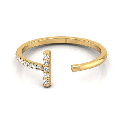 Open Cuff Ring Round Cut Labgrown Diamond Ring In 14K Solid Gold Unique And Charming Design