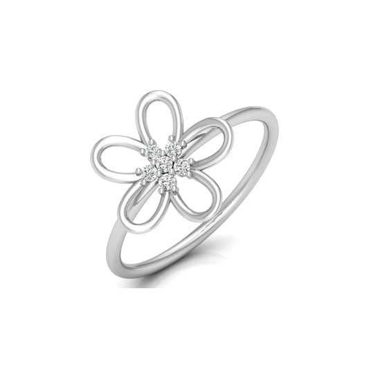 14K Solid Gold  Round Cut Gold Floral Light Weight Ring Perfect Gift For Your Love