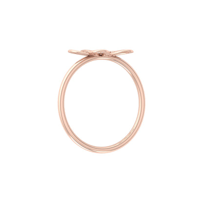 14K Solid Gold  Round Cut Gold Floral Light Weight Ring Perfect Gift For Your Love