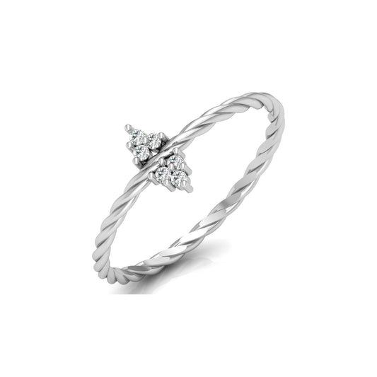 Round Shaped Diamond Ring 14KT Solid Gold Twisted Shank Engagement Ring For Women