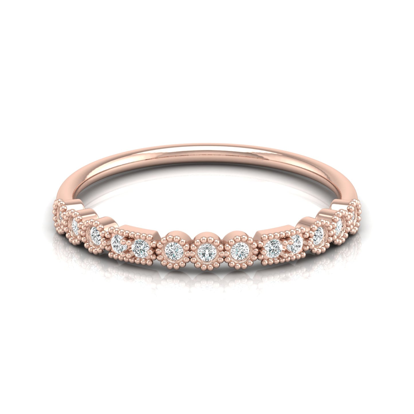 14KT Gold Floral Inspired Diamond Band Elegant Delicate Design with Lab Grown or Natural Diamonds
