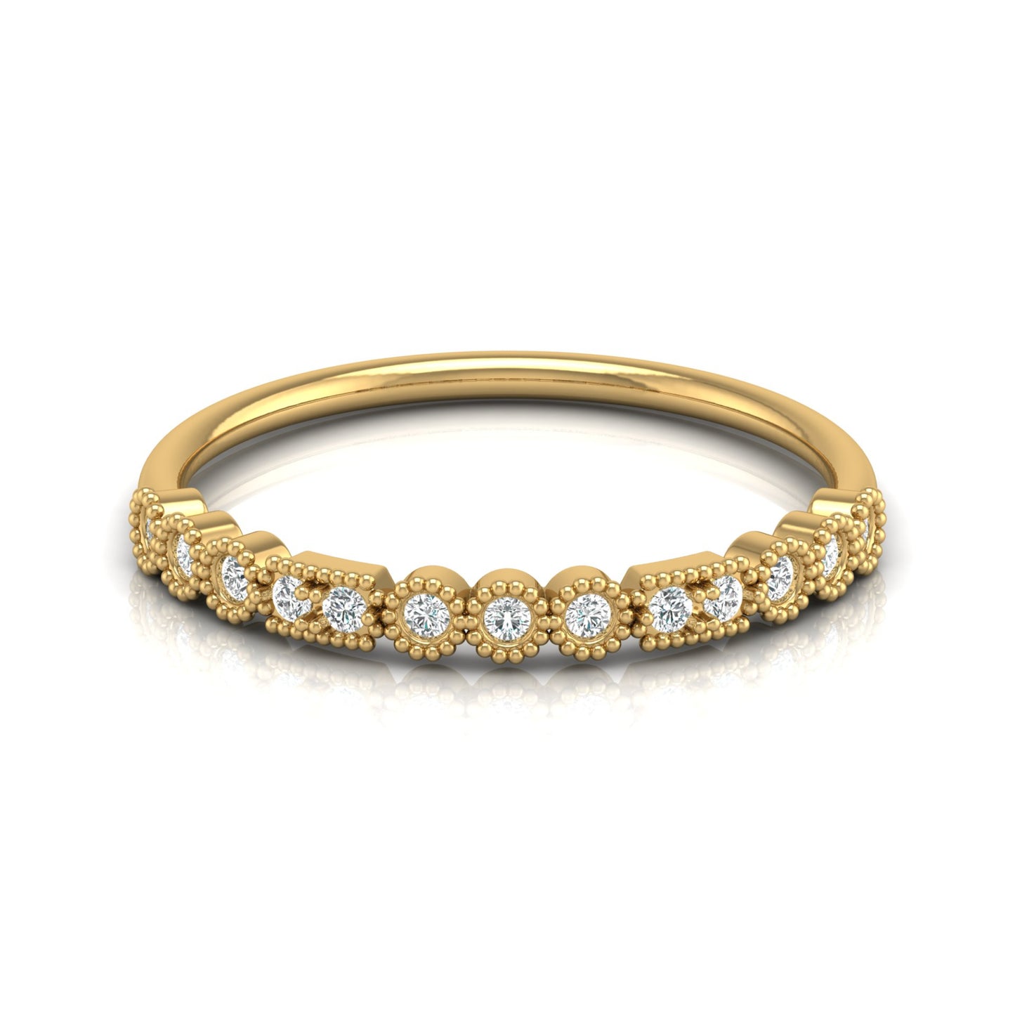 14KT Gold Floral Inspired Diamond Band Elegant Delicate Design with Lab Grown or Natural Diamonds