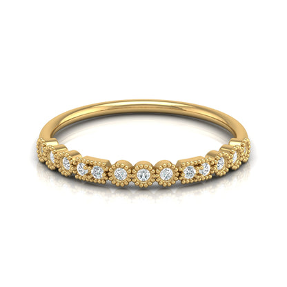 14KT Gold Floral Inspired Diamond Band Elegant Delicate Design with Lab Grown or Natural Diamonds