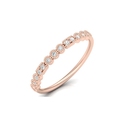14KT Gold Floral Inspired Diamond Band Elegant Delicate Design with Lab Grown or Natural Diamonds