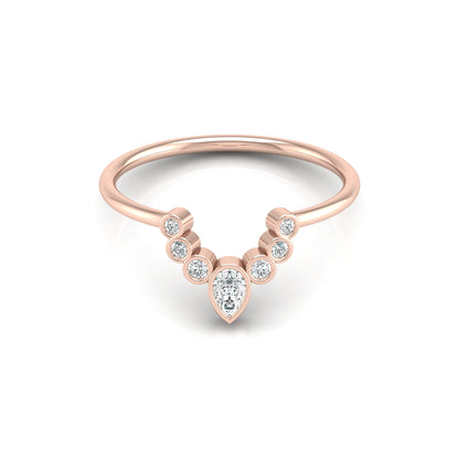 Pear and Round Diamond Cluster Bezel Set Band Ring In 14K gold Modern Design Perfect for Women's