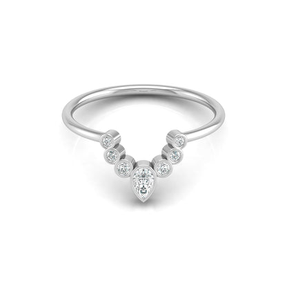 Pear and Round Diamond Cluster Bezel Set Band Ring In 14K gold Modern Design Perfect for Women's