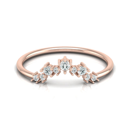 0.15 CT Round Shaped Diamond  V Half Eternity Wedding Band Ring For women's In 14K Solid Gold
