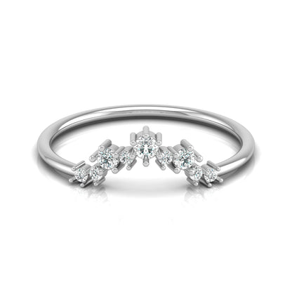 0.15 CT Round Shaped Diamond  V Half Eternity Wedding Band Ring For women's In 14K Solid Gold