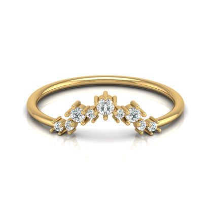 0.15 CT Round Shaped Diamond  V Half Eternity Wedding Band Ring For women's In 14K Solid Gold