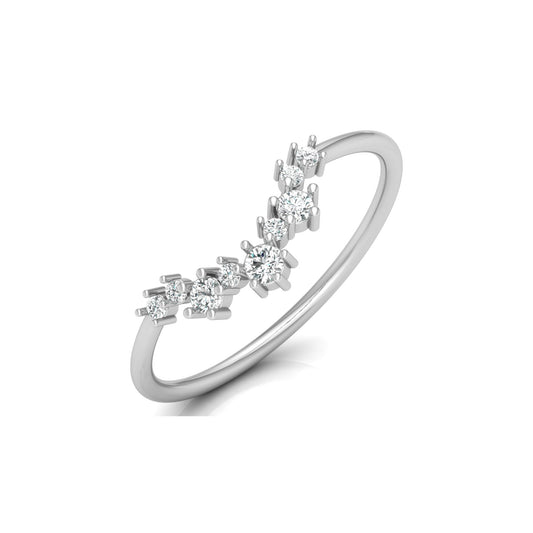 0.15 CT Round Shaped Diamond  V Half Eternity Wedding Band Ring For women's In 14K Solid Gold