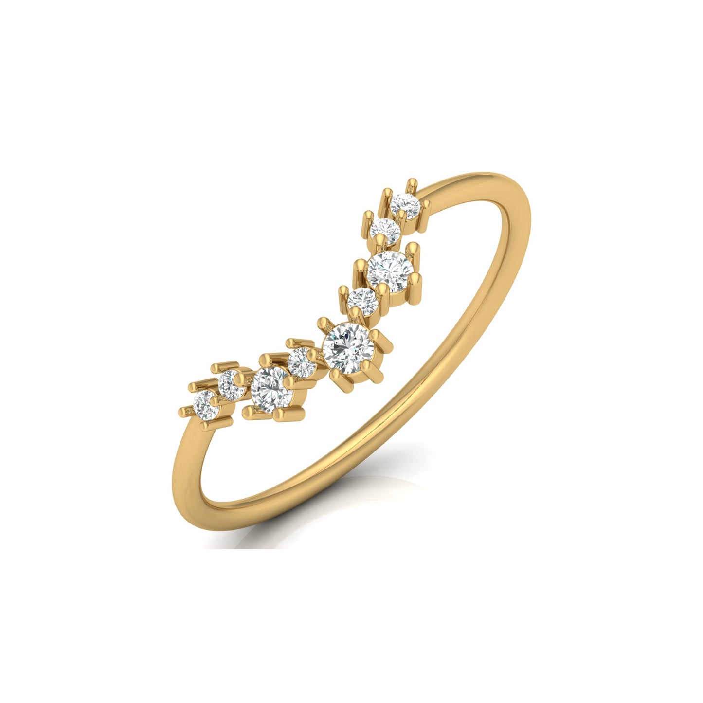 0.15 CT Round Shaped Diamond  V Half Eternity Wedding Band Ring For women's In 14K Solid Gold