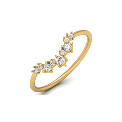 0.15 CT Round Shaped Diamond  V Half Eternity Wedding Band Ring For women's In 14K Solid Gold