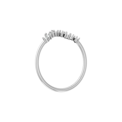 0.15 CT Round Shaped Diamond  V Half Eternity Wedding Band Ring For women's In 14K Solid Gold