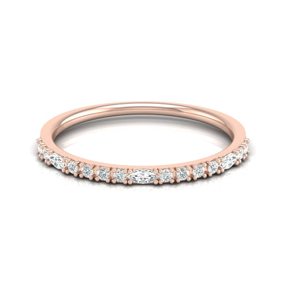 0.17 CT Round And Marquise Shaped Half Eternity Wedding Band Ring For Women's